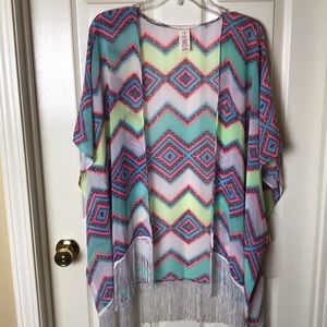 OP Ocean Pacific Beach Swim Coverup w/Fringe XL